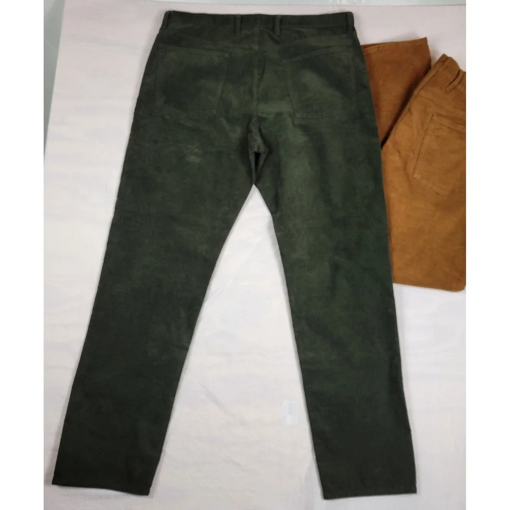 Lot of 2 Gap Straight Fit Corduroy Pants Mens 36x33 Green Brown 455404-00 02